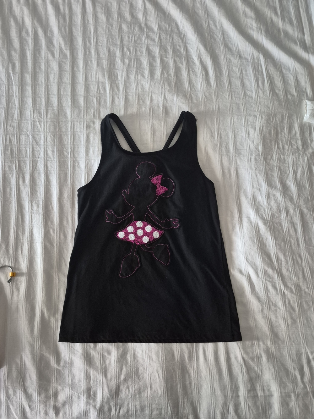 Vintage Disney Black Tank Top with Pink Minnie Accents